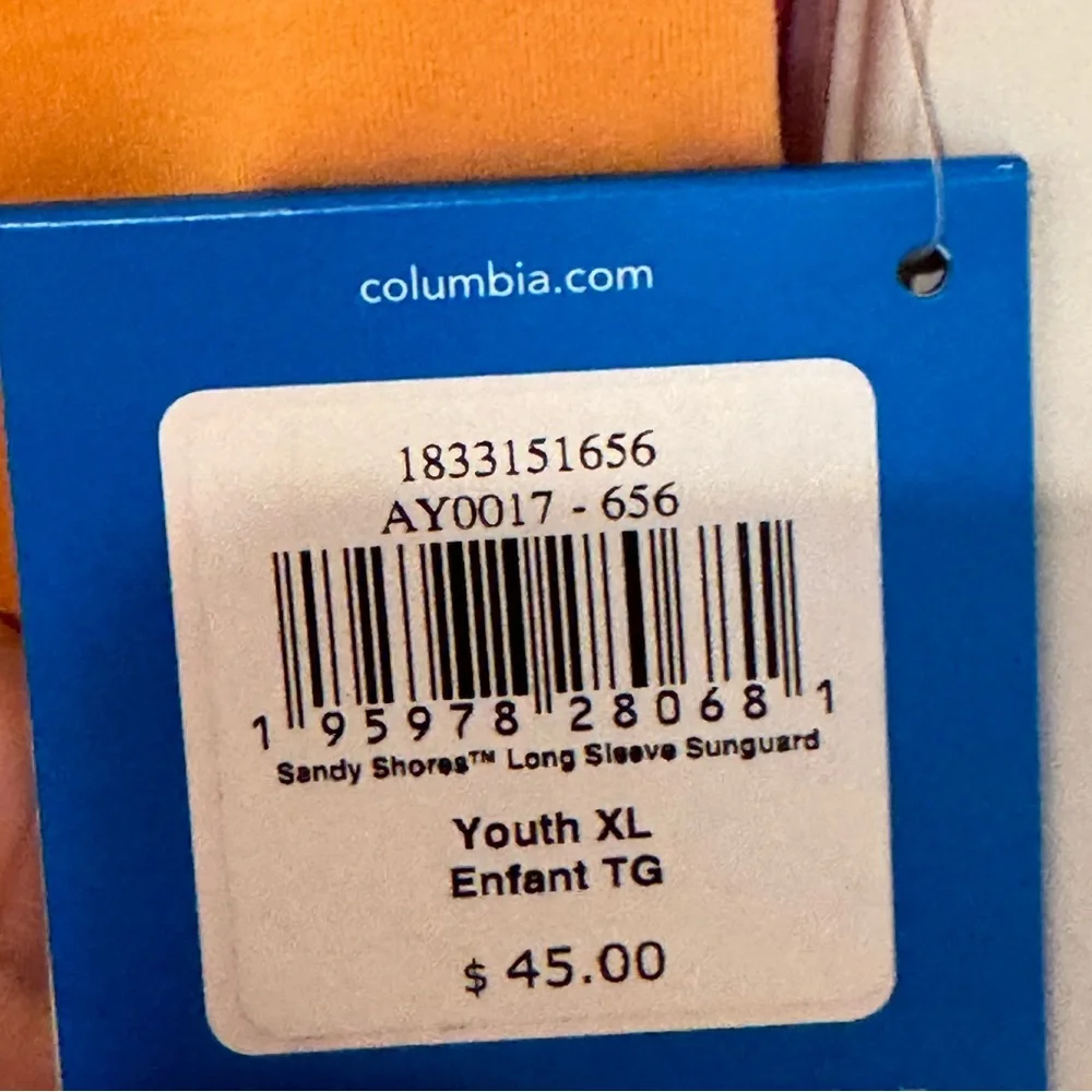 NWT Columbia‎ Girls Rashguard / Sandy Shores Long Sleeve Sunguard Pink / Peach